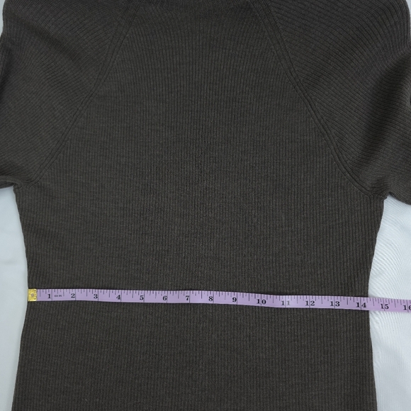 Brooks Brothers Ribbed Sweater Mens L Brown Mock Neck Extra Fine Merino Wool - Picture 5 of 8